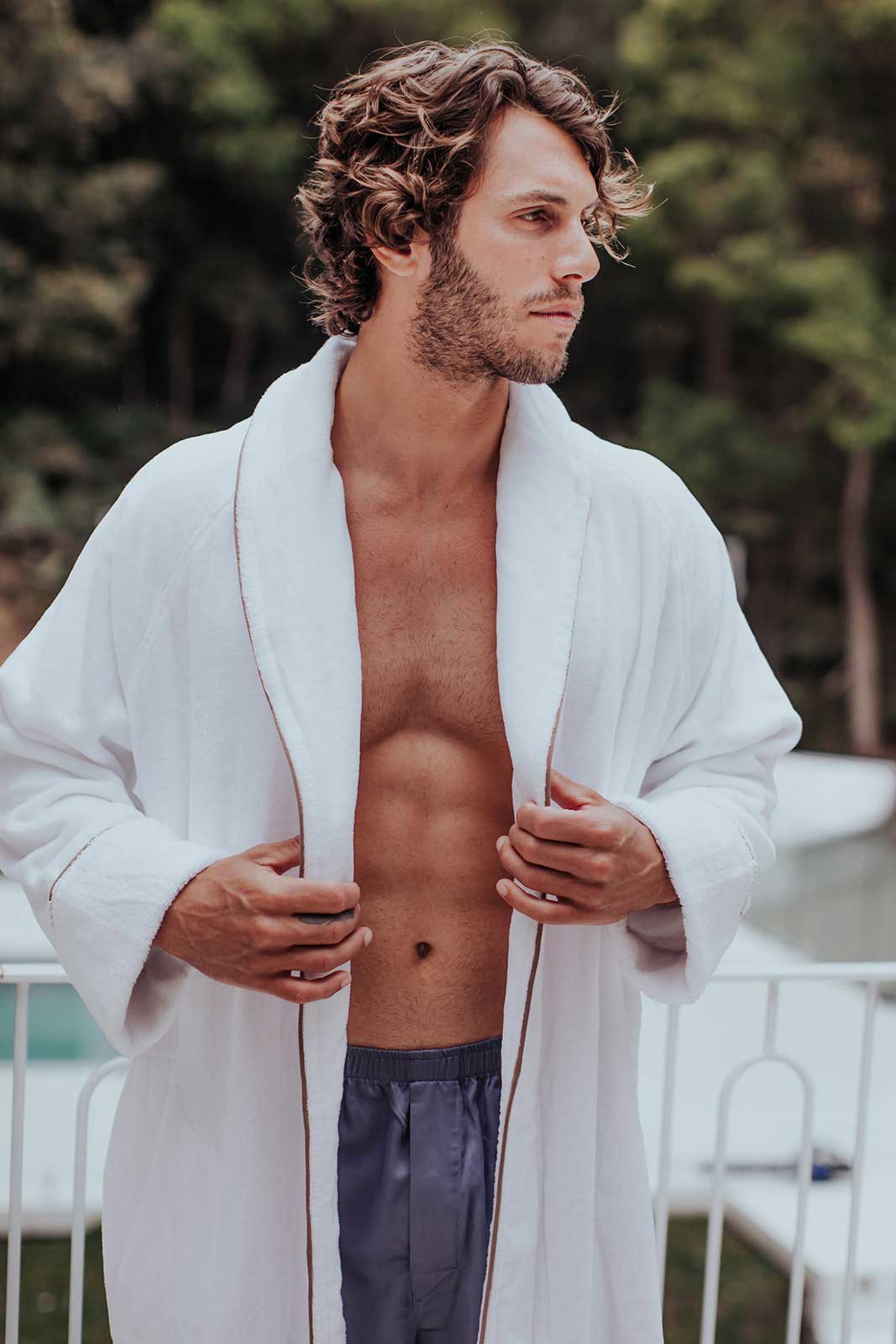 Organic Cotton Velour Robe - Mens - Pasithea Sleep