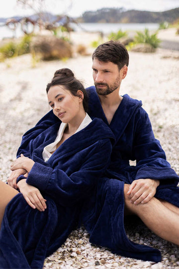 Mens and Womens long robe with terry inner and plush outer