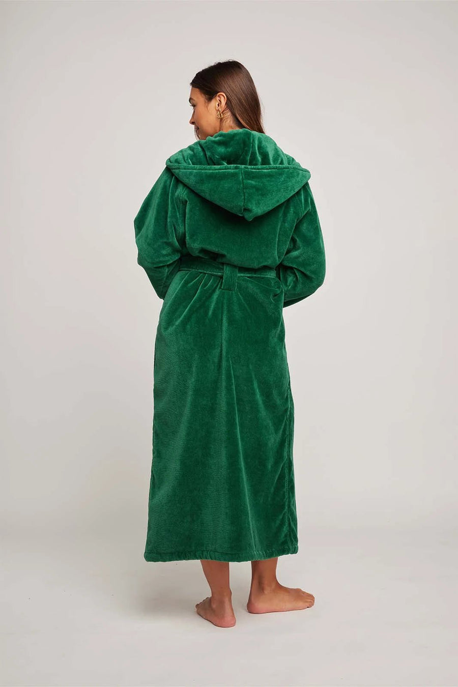 Emerald green dressing discount gown with hood