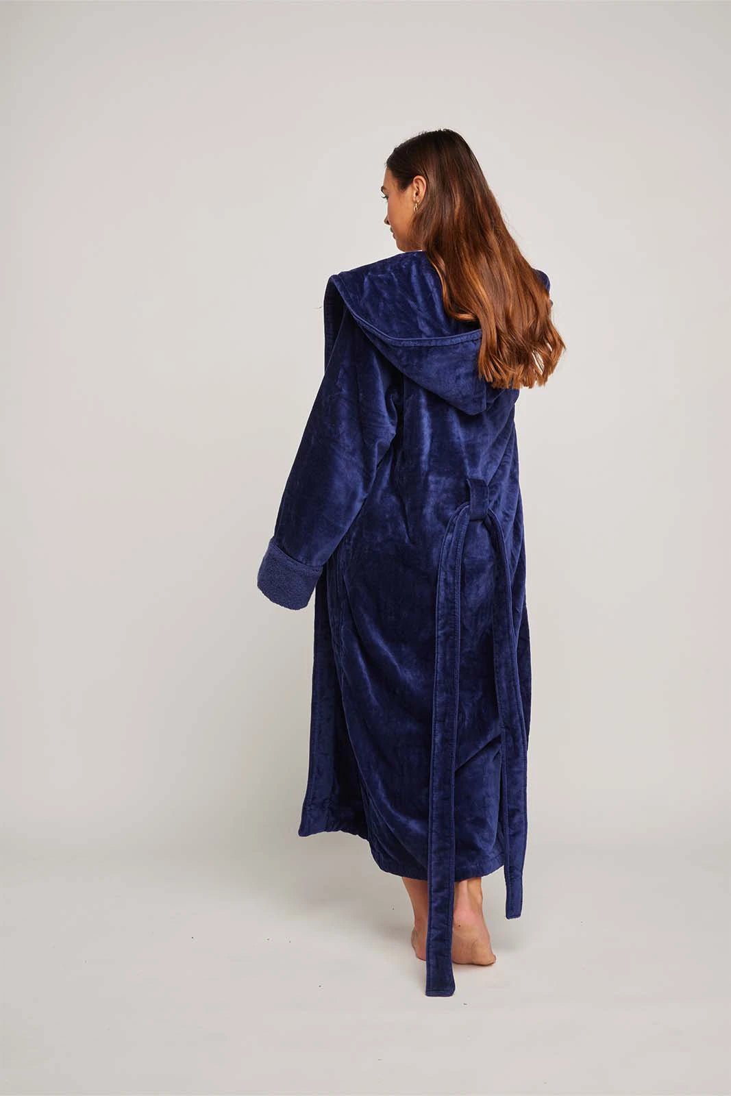 Womens Organic Cotton Hooded Robe in Indigo – Pasithea Sleep